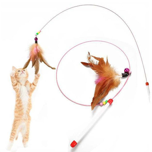 Canne à pêche avec plume pour chat