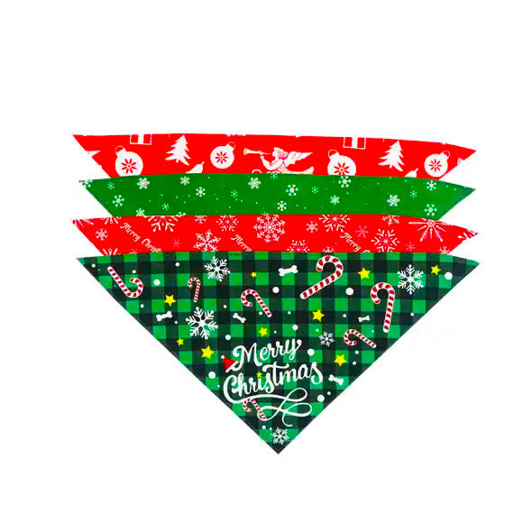 Bandanas de Noël Festifs pour Chiens - 4 Motifs, Tailles S & M